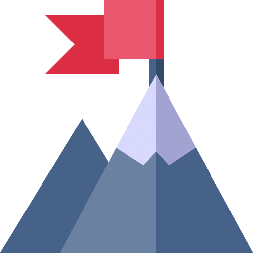 Imagen vectorial de montañana con bandera roja arriba