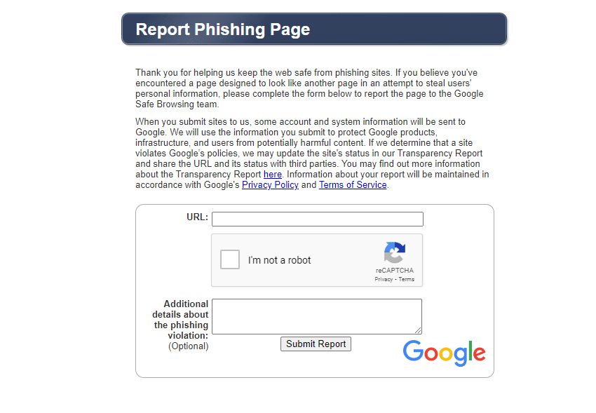 how to report a website